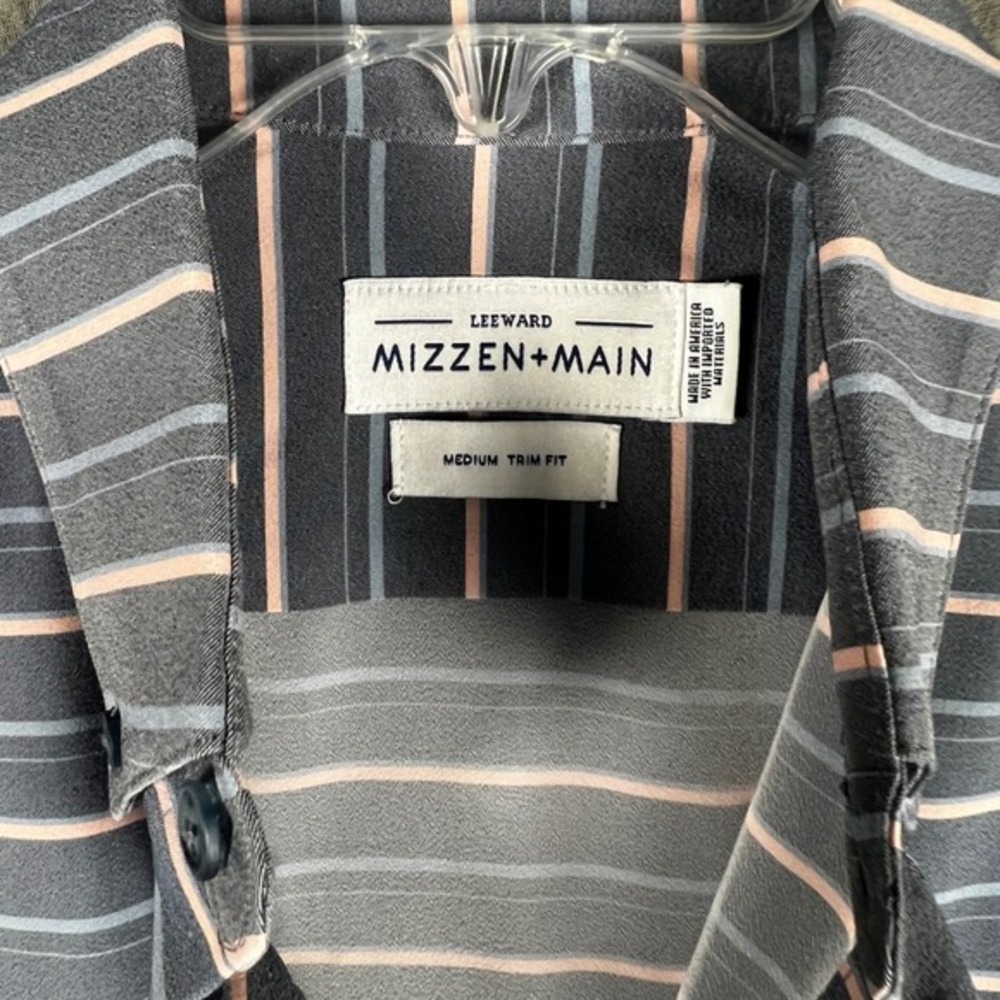 Mizzen+Main Leeward Shirt Mens Medium Trim Fit Performance Stripe